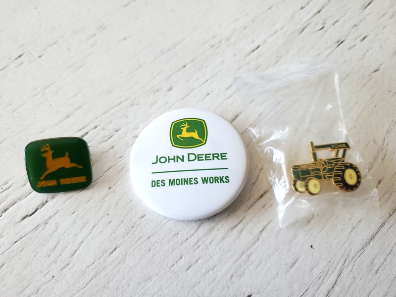 Lot of 3 John Deere Hat Lapel Pins Enamel Farming Tractor Agriculture Iowa