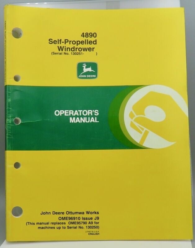JOHN DEERE 4890 Self-Propelled Windrower Operator’s Manual