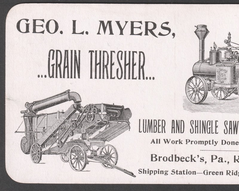 Antique Frick Tractor Steam Traction Engine Myers Grain Thresher Farm Trade Card gallery