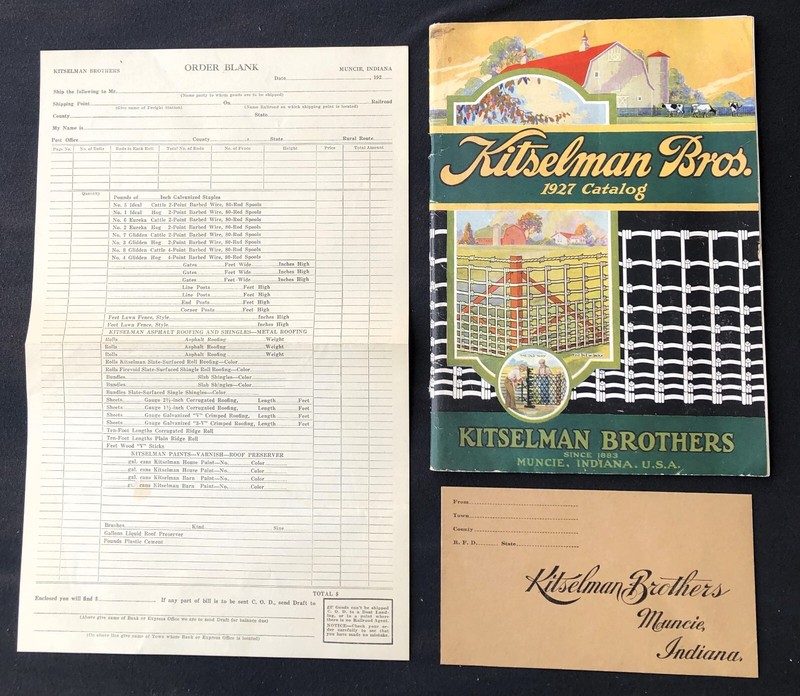 KITSELMAN BROS 1927 CATALOG MUNCIE IND FARM FENCING W ENVELOPE & ORDER BLANK
