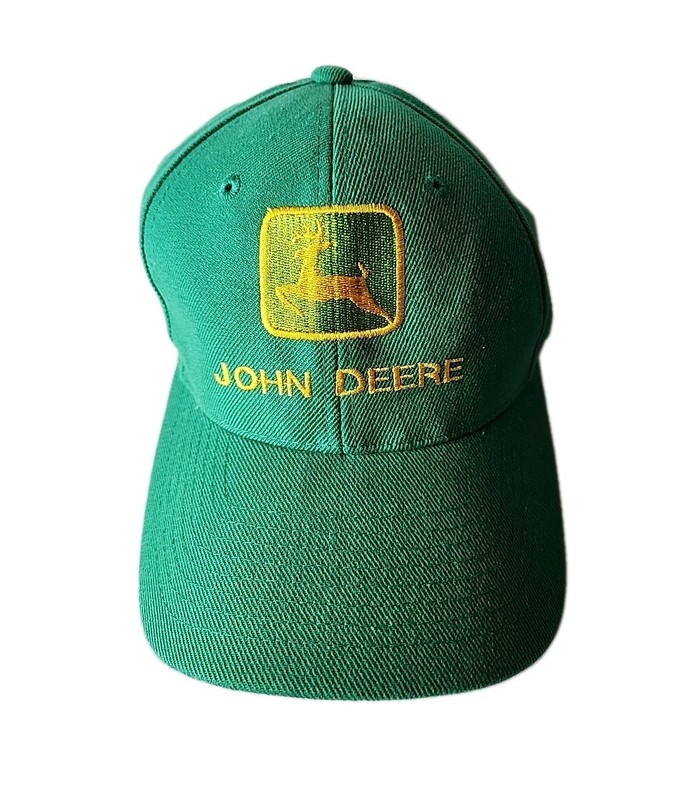 John Deere Green Adjustable Hat Ball Cap Light Green Deer Patch Rare NWOT Farm