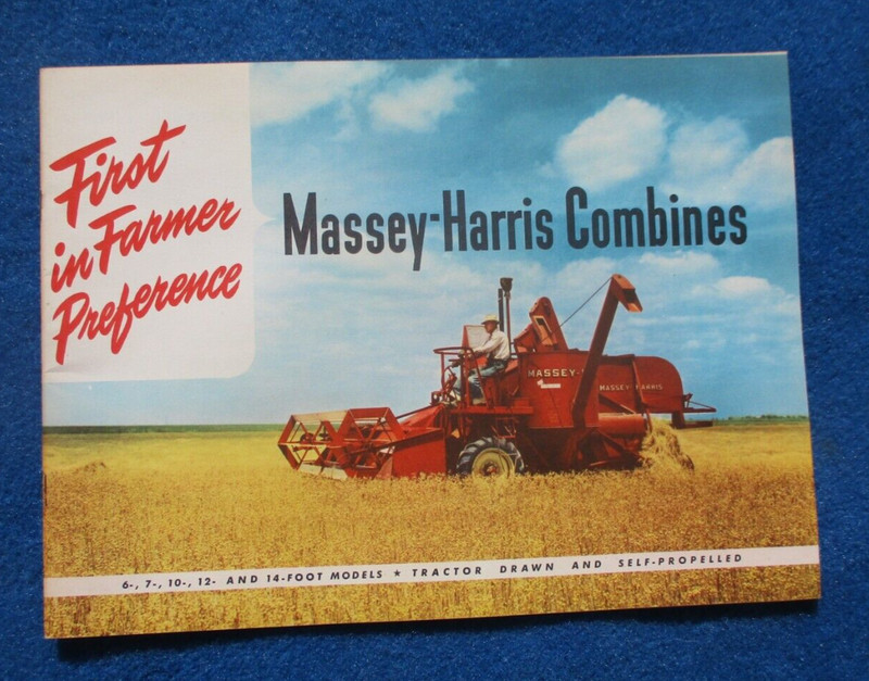 Massey Harris 1950’s Combine Sales Booklet Many Full Color Pages Original NOS