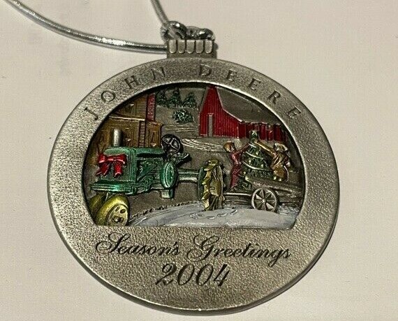 John Deere 2004 Seasons Greetings Pewter Christmas Ornament #9 in Series gallery
