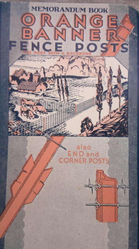 VTG 1932 Orange Banner Fence Post advertising note pad Weldon LBR. Co Weldon, IL gallery