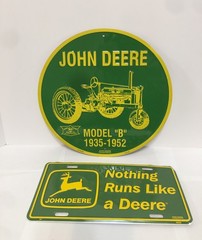 John Deere Metal Sign & License Plate