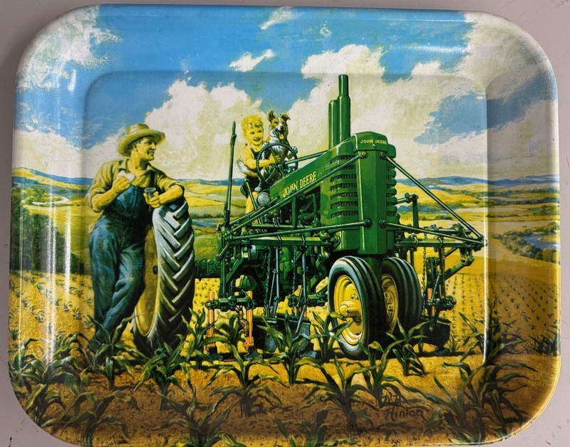 Vintage 1997 John Deere “Lunch Time” Collector Tray by Walter Haskell Hinton USA