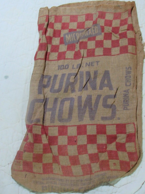 Vintage Purina Chows Chow Burlap Bag 100Lb Red Checkered #48