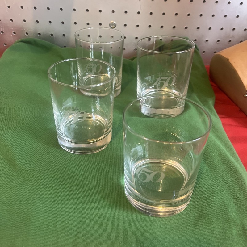 John Deere Drinking Glasses set of 4 Tumbler 150th Anniversary Retired