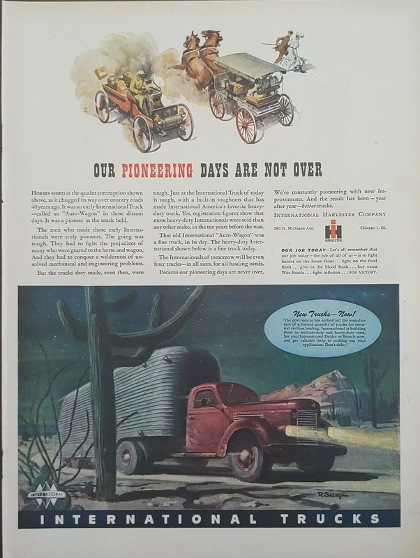 1943 Vintage international Truck Print Ad, Who Holds Alaska