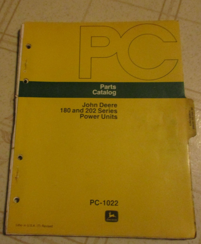 John Deere 180 202 series power unit parts catalog manual Original! PC-1022