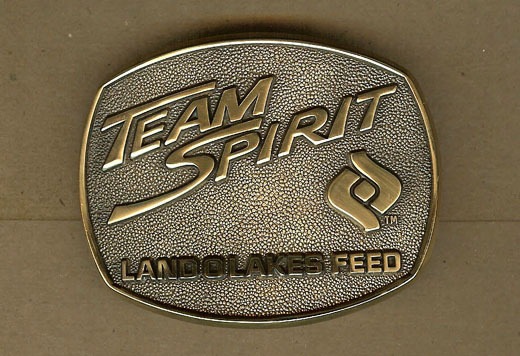 Vintage Land O Lakes Feed, Team Spirit, Brass Belt Buckle, Never Used