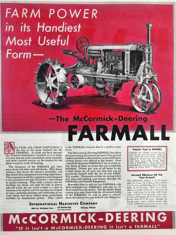 International Harvester Farmall Tractor McCormick Deering 1931 Ad Magazine Print gallery