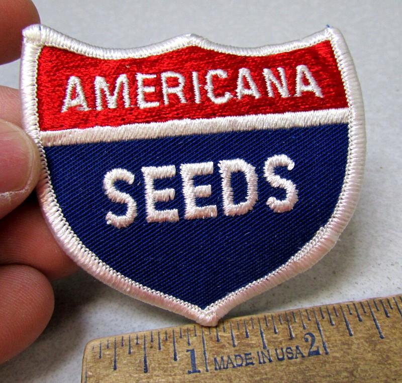 Americana Seeds 1970s uniform sleeve iron on embroidered patch, new unused