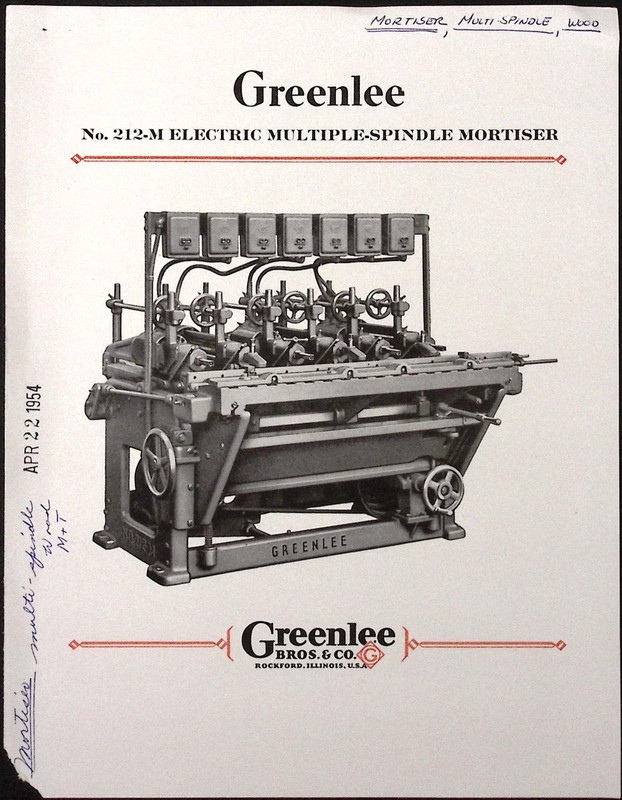 1954 Greenlee No.212-M Electric Multiple Spindle Mortiser Brochure Greenlee Bros
