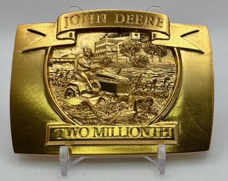 JOHN DEERE Belt Buckle Two Million Lawn & Garden Tractors Great Christmas Gift gallery