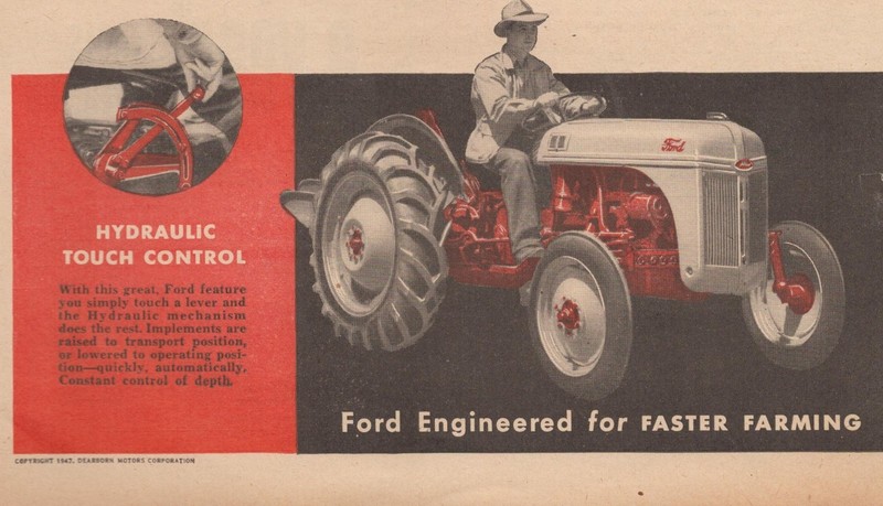 1947 Ford Tractor Vintage Print Ad Dearborn Motors Farm Equipment Advertising