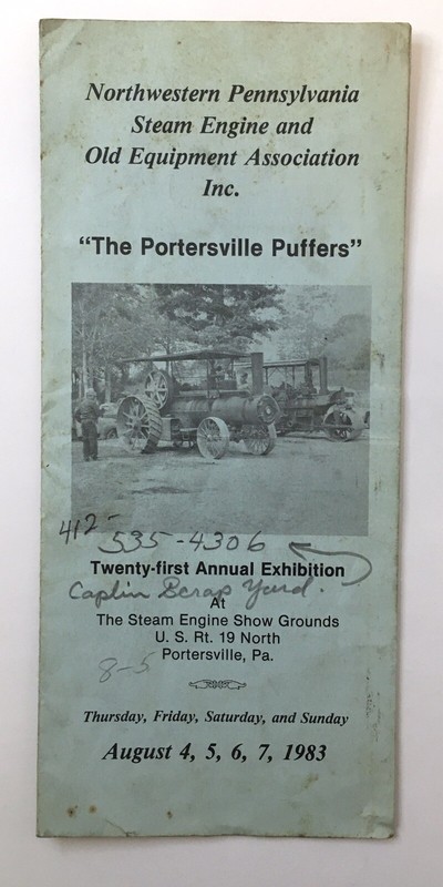 Northwestern PA Steam Engine and Old Equipment Assoc Inc Exhibition 1983 Program