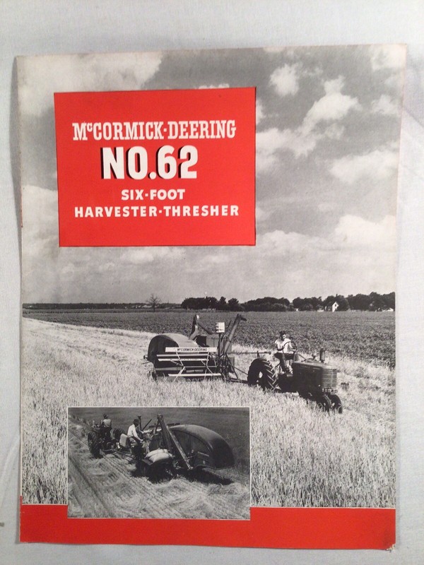 MCCORMICK-DEERING IH No. 62 HARVESTER THRESHER c 1940 sales brochure Original