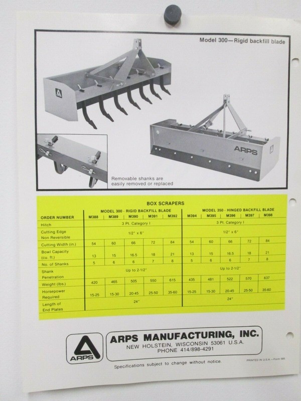 Arps 300 350 Scrapers Hinged Rigid Backfill Blade Brochures Specifications gallery