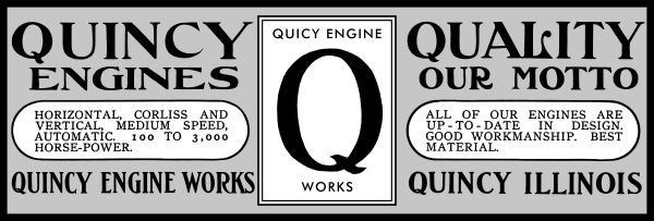 1905 Quincy Engine Works Corliss + Engines Quincy Illinois NEW Metal Sign: 6x18"