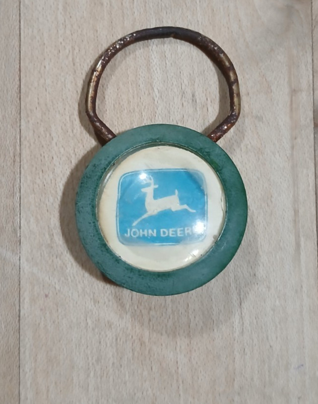 Vintage John Deere keyring key chain Evans Implement West Salem Wisconsin