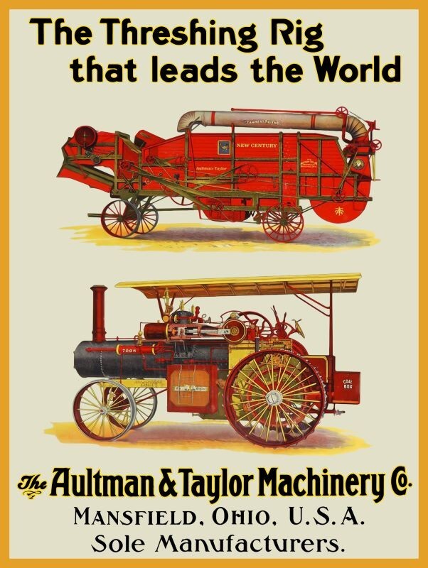 Aultman & Taylor Threshing Machines Mansfield NEW METAL SIGN: 9 x 12″ Ships Free