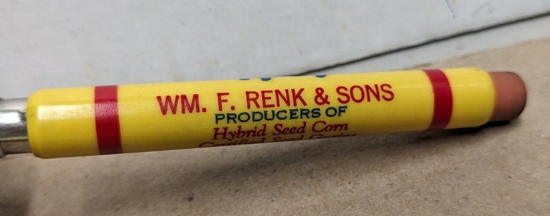 Vintage Wm. F. Renk & Sons Hybrid Seed Corn Certified Seed Grains Sun Prairie WI