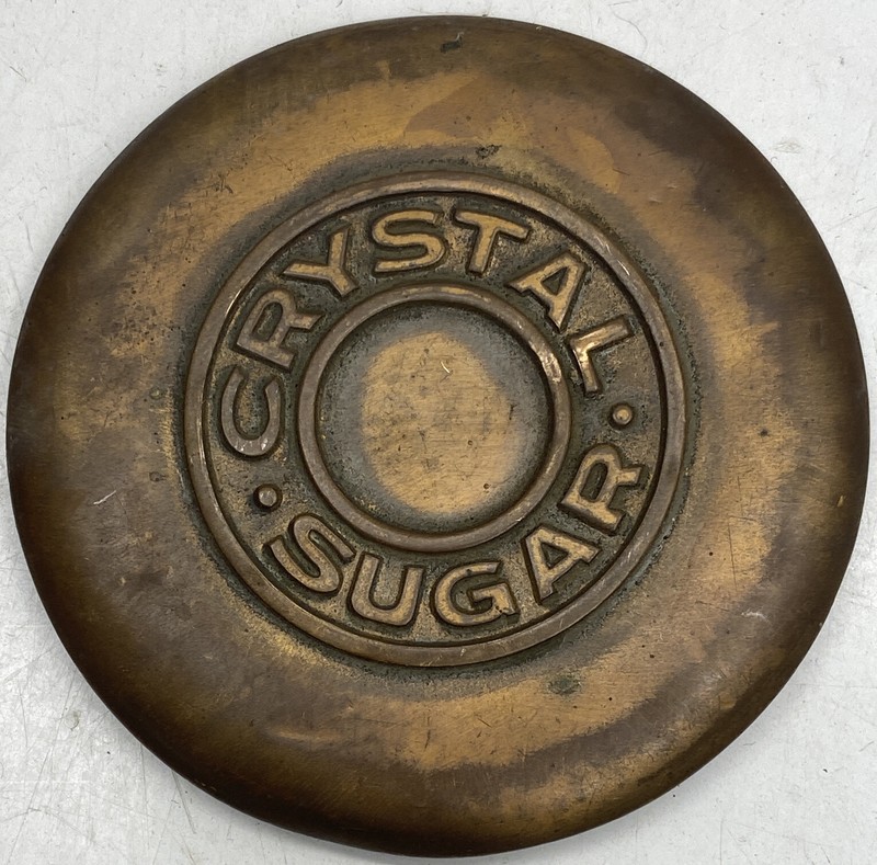 ANTIQUE RARE CRYSTAL SUGAR LID COPPER MINNESOTA American crystals Sugar Company
