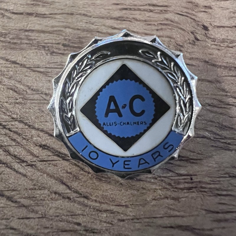 Vintage Sterling Silver Allis Chalmers 10 Year Loyal Service Award Pin gallery