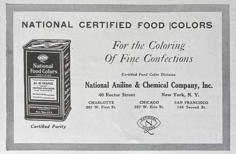 1927 AD.(XG15)~NATIONAL ANILINE CHEMICAL CO. NYC. NATIONAL FOOD COLORS