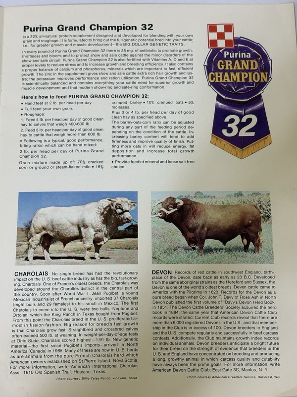 1970 Purina GRAND CHAMPIONS Cattle Book - Feed Advertising Brochure CHECKERBOARD gallery