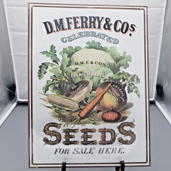 D.M. Ferry Co. Vintage Look Tin Sign Premium Cabbage Turnips Vegetable Seeds