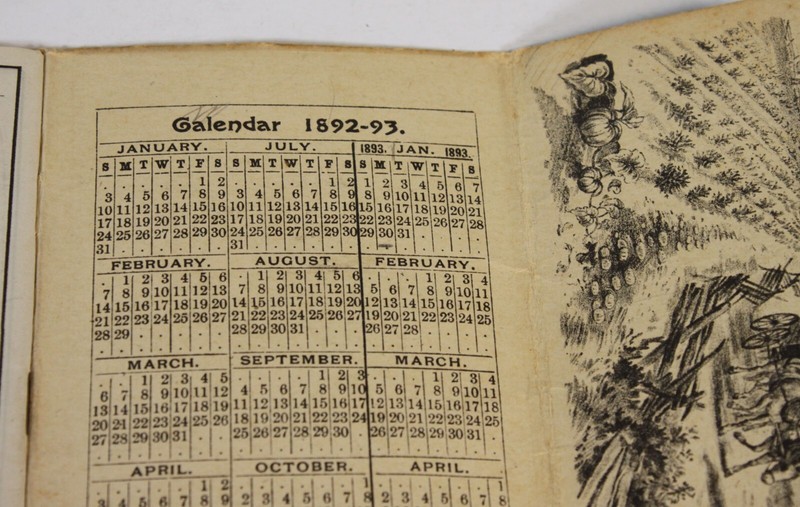 Vtg Crocker Fertilizer & Chemical Co 1892Booklet Folding Calendar Roeser Saginaw gallery
