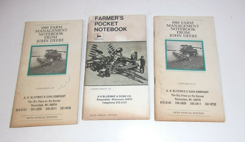 3 John Deere Farmer’s Pocket Notebook Agriculture Farming Vintage Advertising