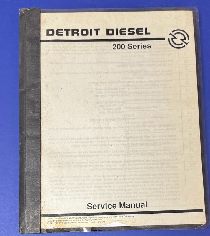 Detroit Diesel 200 Series Service Manual Reprint