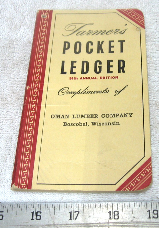 1950 – 1951 JOHN DEERE POCKET LEDGER BROCHURE OMAN LUMBER BOSCOBEL WI