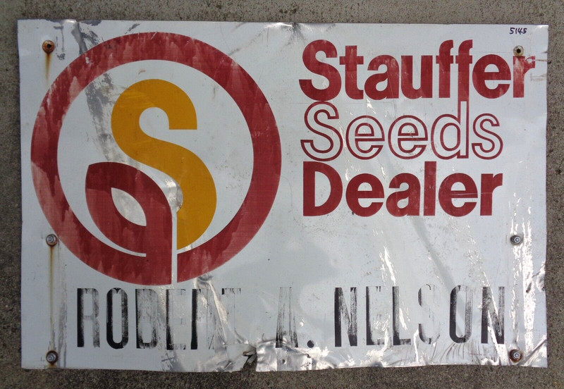 VTG 1960’s Stauffer Seeds 24 X 36″ Metal Sign Farm Agriculture Advertising