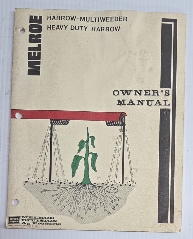 Melroe Harrow-Multiweeder Heavy Duty Harrow Owners Manual Clark Equipment 1974