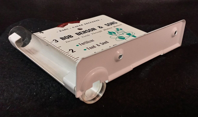 Vintage Rain Gauge Sample Bob Benson & Sons Fertilizer Feed Seed FREE Shipping gallery