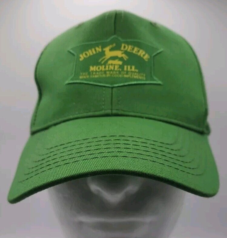 John Deere Embroidered Green Yellow Adjustable Hat Moline Illinois Dealer Sales