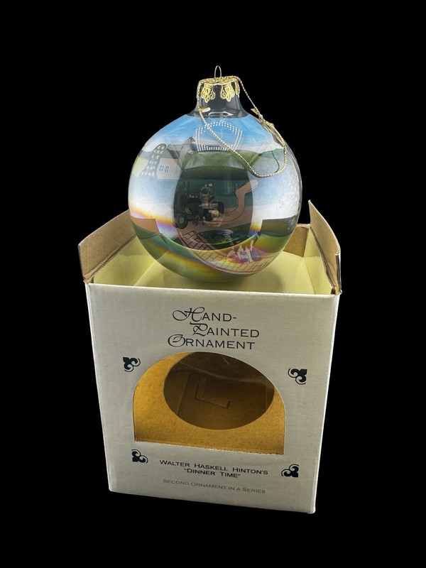 Walter Haskell Hinton Dinner Time Hand Painted Christmas Ornament Original Box gallery