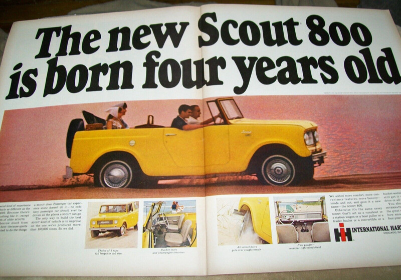 1965 IH International SCOUT 800 large-mag centerfold car/ truck ad -Huge