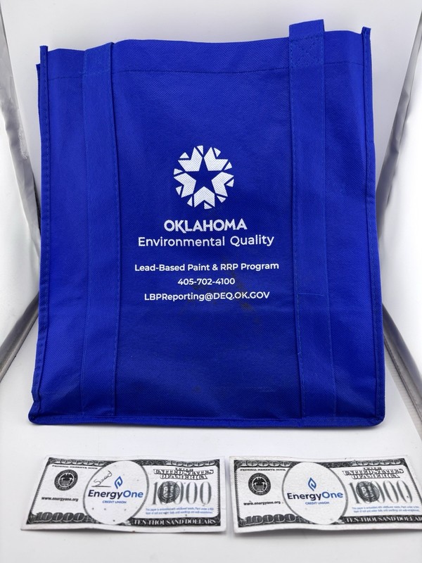 Energy One $1000 Bill Seed Packet & Oklahoma Dept Environmental Quality Bag