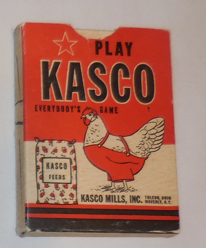 1942 Play Everbody’s Game Kasco mills Toledo Ohio Playing Cards Feeds VTG chick