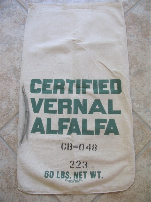 VINTAGE CERTIFIED VERNAL ALFALFA SEED SACK – CHASE BAG CO.