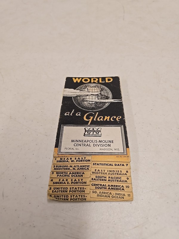 Vintage WW2 Minneapolis-Moline 1939 World At A Glance Advertising Fold Out Map