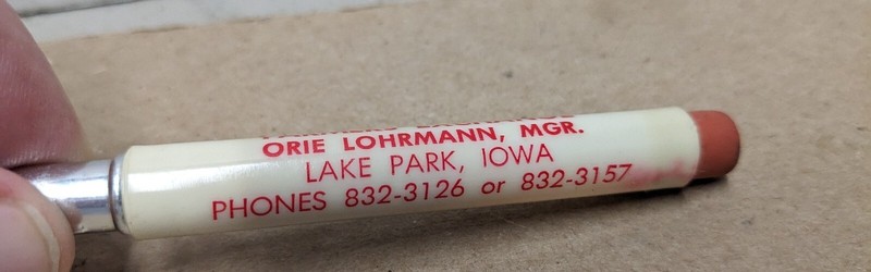 Vintage Farmers Exchange Lake Park Iowa IA Bullet Pencil Orie Lohrmann Mgr gallery