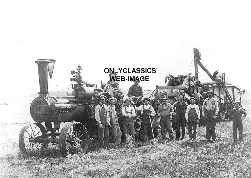 1905 VINTAGE CASE STEAM TRACTOR & THRASHER MEN WORKING FARM 8X10 PHOTO AMERICANA