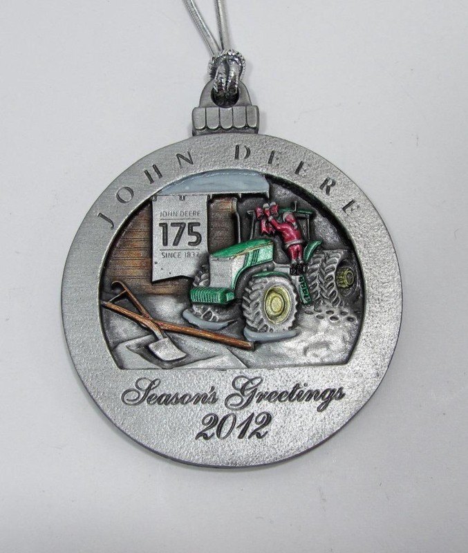 John Deere 2012 Pewter Christmas Ornament # 17 175 Years 7280R Tractor Plow