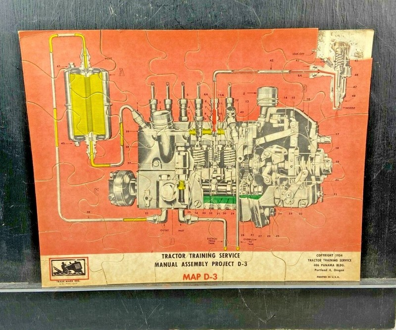 Vintage 1954 Tractor Training Service Project Jigsaw Puzzle 11″ x 8.5″ Map D-3